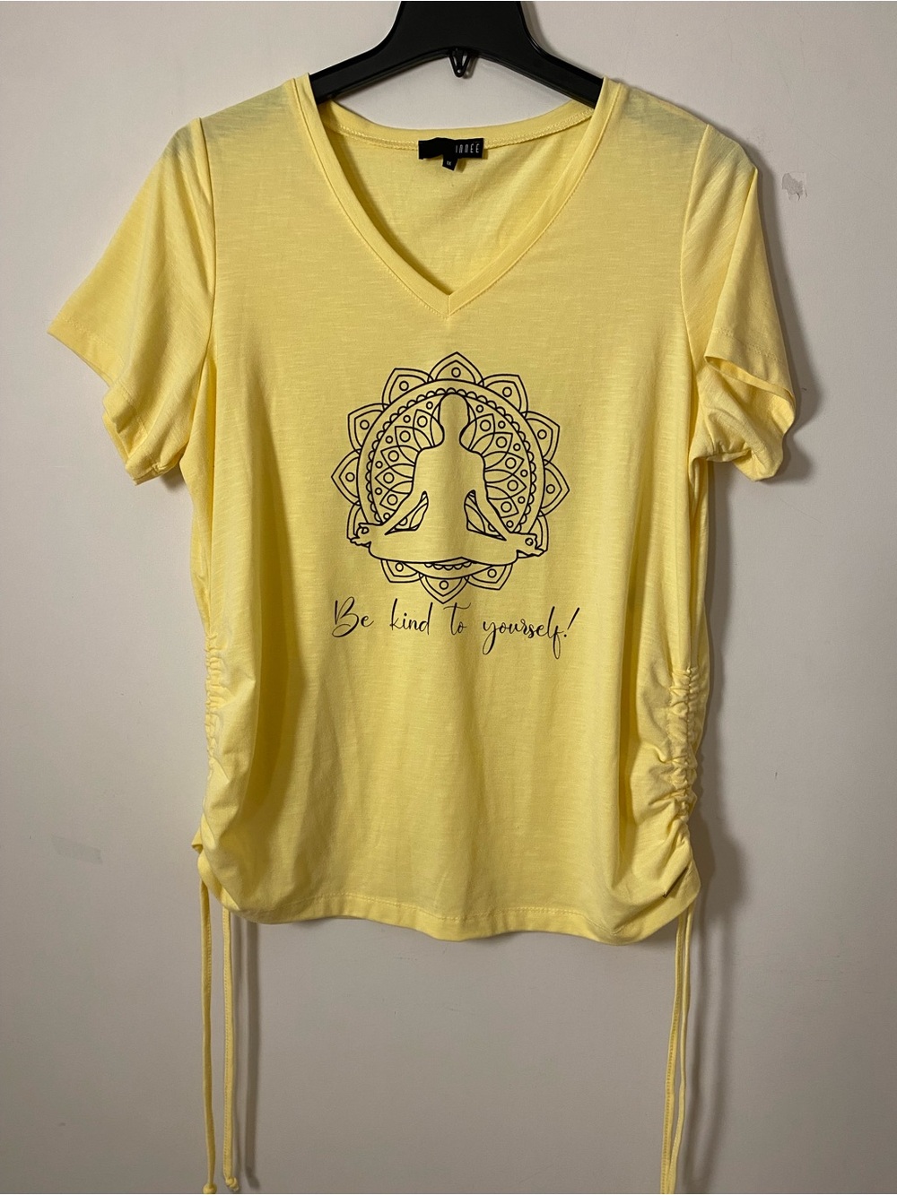 Yellow V-Neck Graphic Tee - Be Kind to Yourself